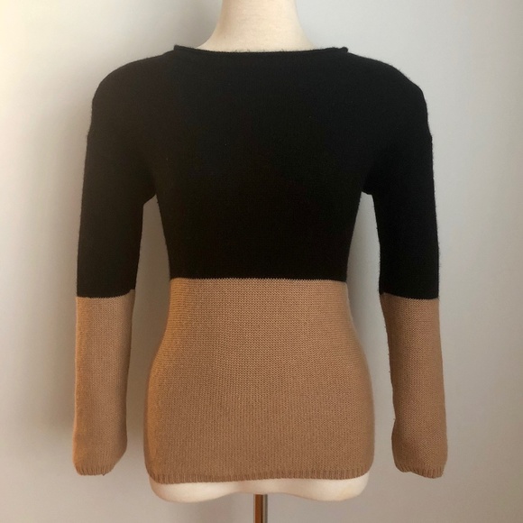 Tan/Black Cashmere-Blend T. Babaton 'Gene' Sweater - Picture 1 of 13